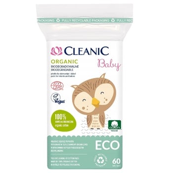 Диски ватные Cleanic Baby ECO 60шт - купить, цены на Auchan - фото 1