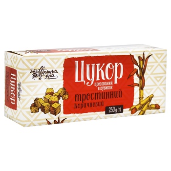 Цукор Рафінад Українська Зірка тростинний коричневий  250г - купити, ціни на КОСМОС - фото 1