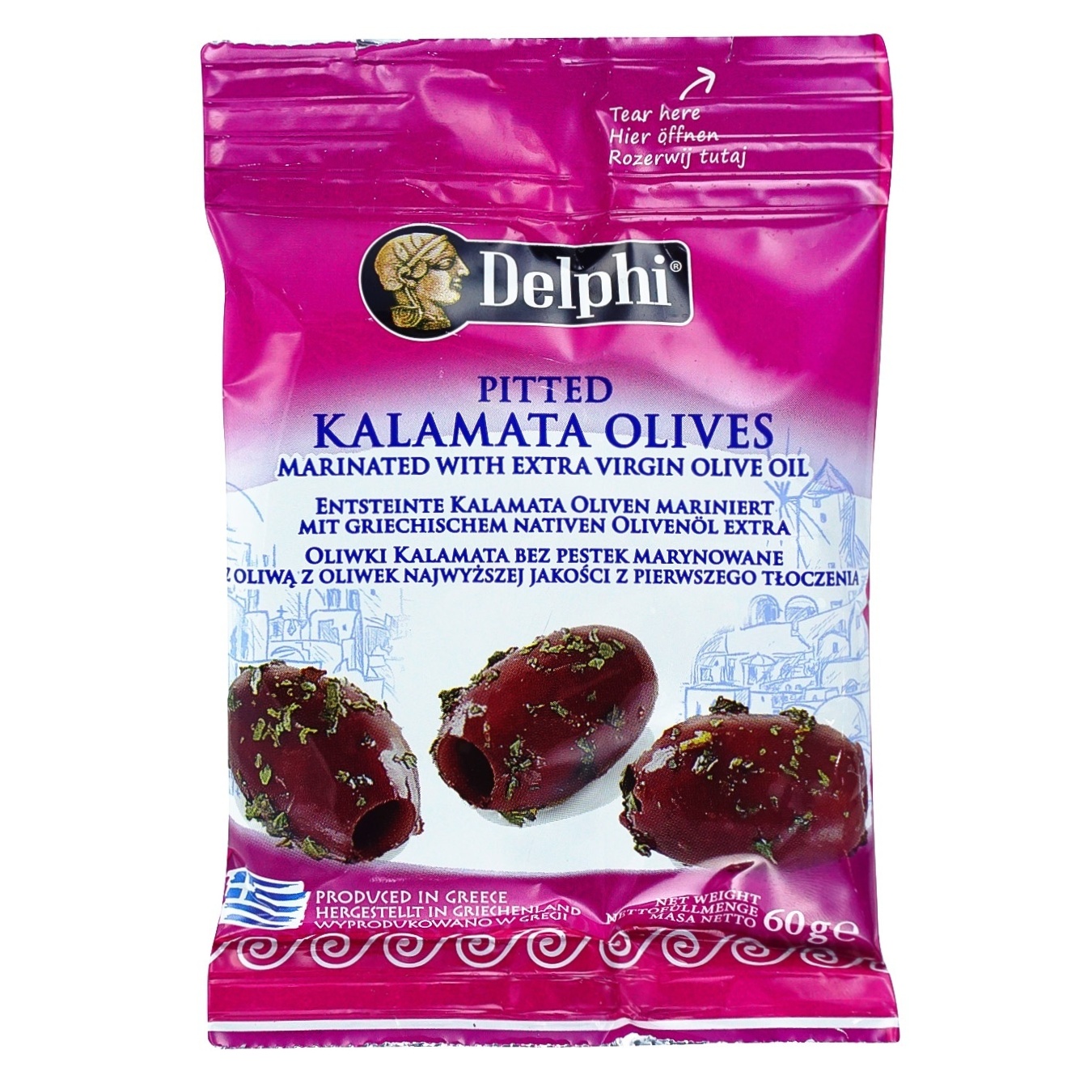 

Оливки Delphi Каламата без косточки маринованные 60г