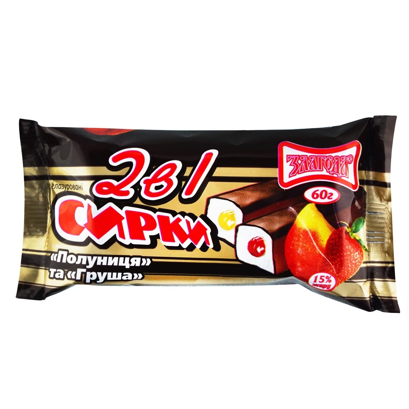 

Сырок глазированный Злагода Клубника-груша 15% 60г