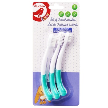 Auchan Baby Toothbrush for Children from 3 months 3pcs