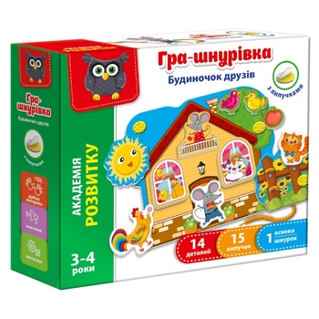 Игра-шнуровка Vladi Toys Домик друзей с липучками - купить, цены на Auchan - фото 1