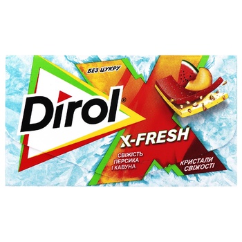 Жувальна гумка Dirol X-Fresh Свіжість персика і кавуна 13,5г - купити, ціни на Восторг - фото 1