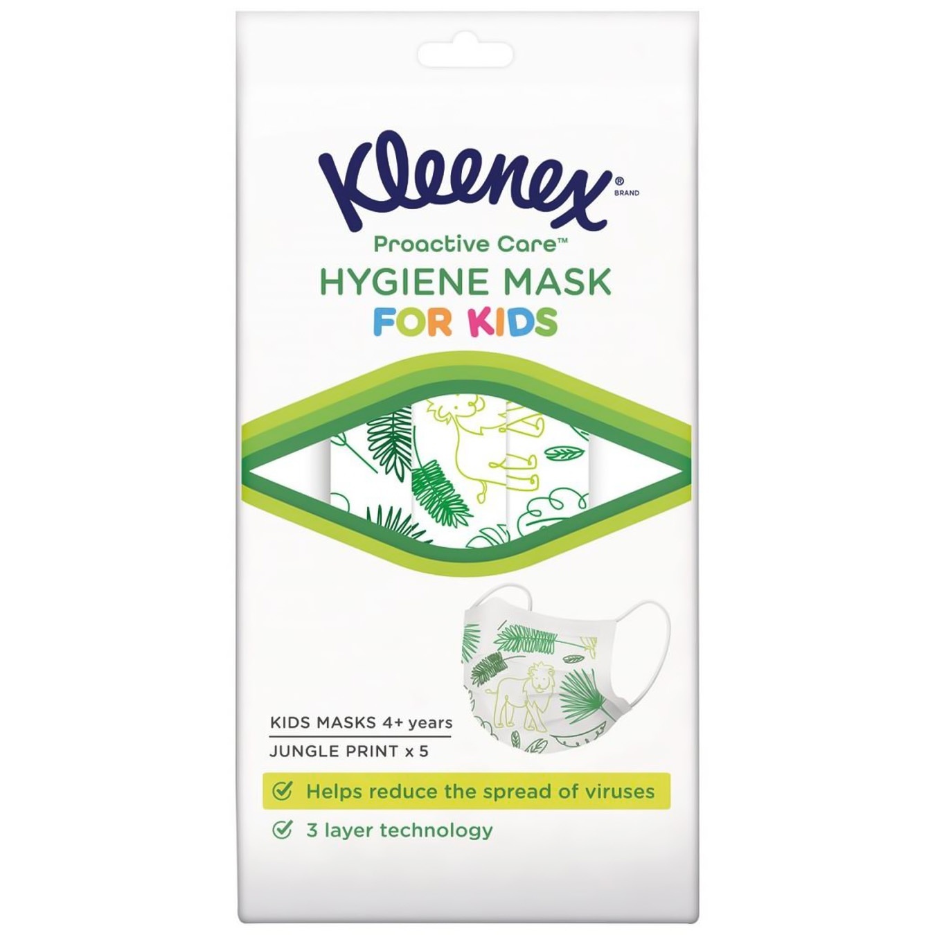 

Маска Kleenex защитная гигиеническая с принтом для детей от 3 лет 5шт