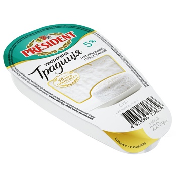 President Tvorozhna Tradytsia Cottage Cheese 5% 220g - buy, prices for Auchan - photo 2