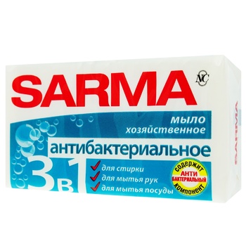 Мыло хозяйственное Sarma антибактериальное 140г - купить, цены на Auchan - фото 1