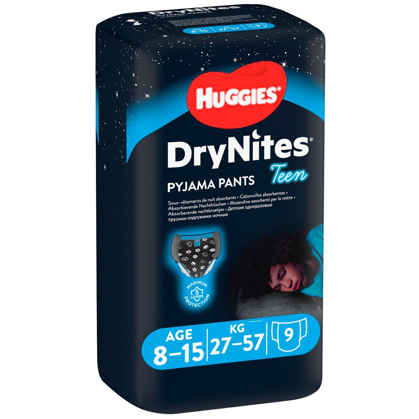 

Ночные трусики-подгузники Huggies DryNites для мальчиков 8-15лет 10шт