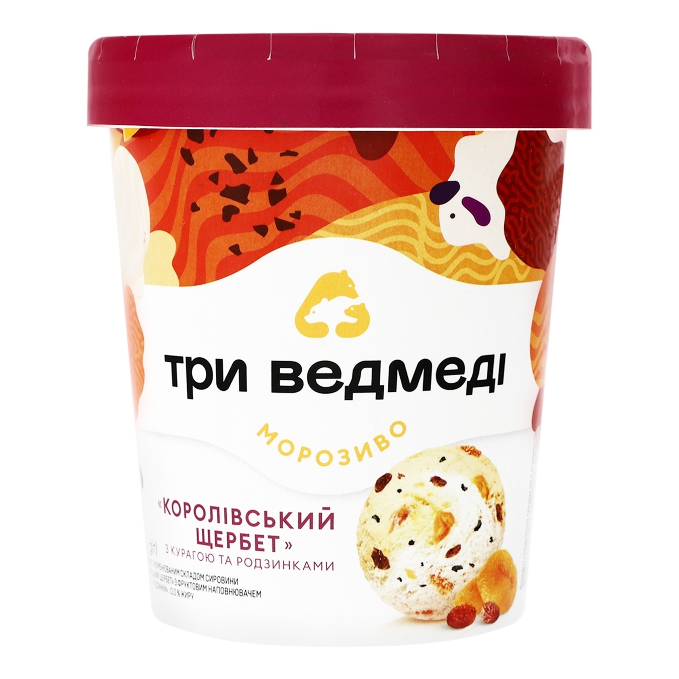 

Мороженое Три Медведя Королевский щербет с курагой и изюмом 320г