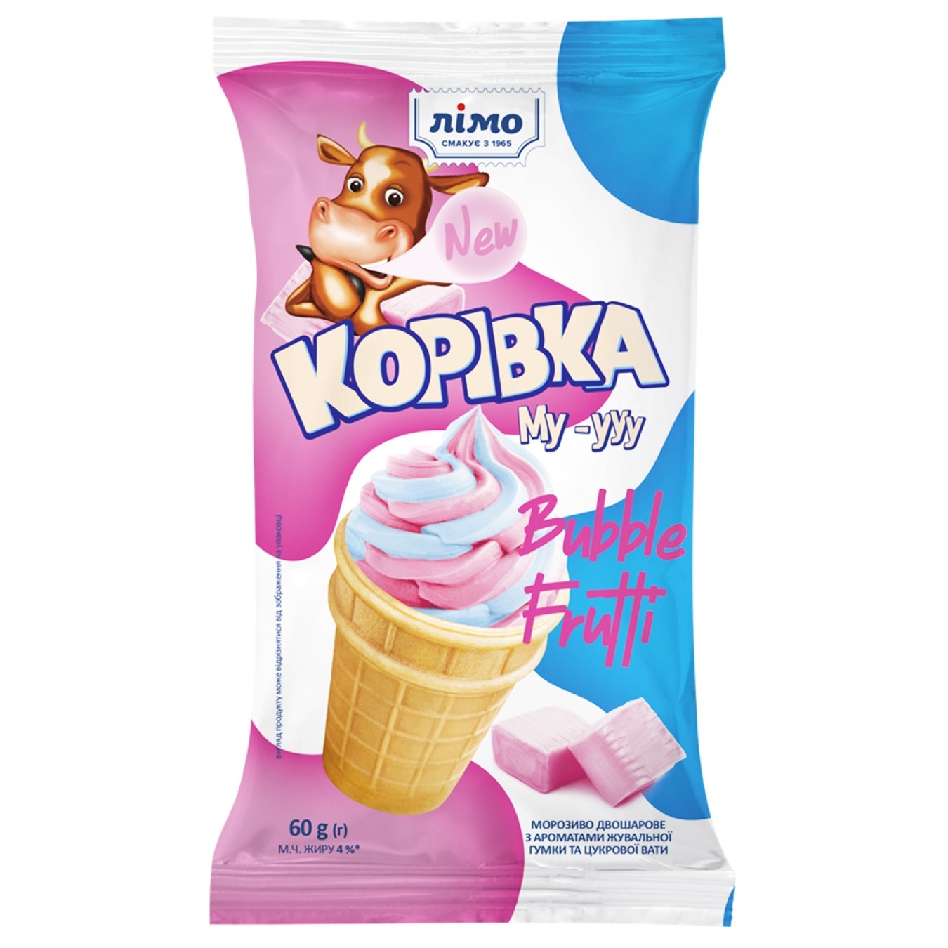 

Мороженое Лимо Коровка Му-ууу Bubble Frutti 60г