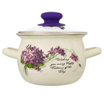 Idilia Viola Enameled Pan with a Glass Cap 1.5l - buy, prices for NOVUS - photo 1