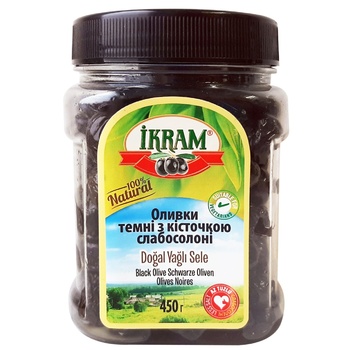 Ikram Dark Olives with Bone Lightly Salted 450g - buy, prices for Auchan - photo 1