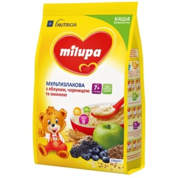 Каша Milupa Nutricia безмолочна мультизлакова з яблуком, чорницею і ожиною 170г