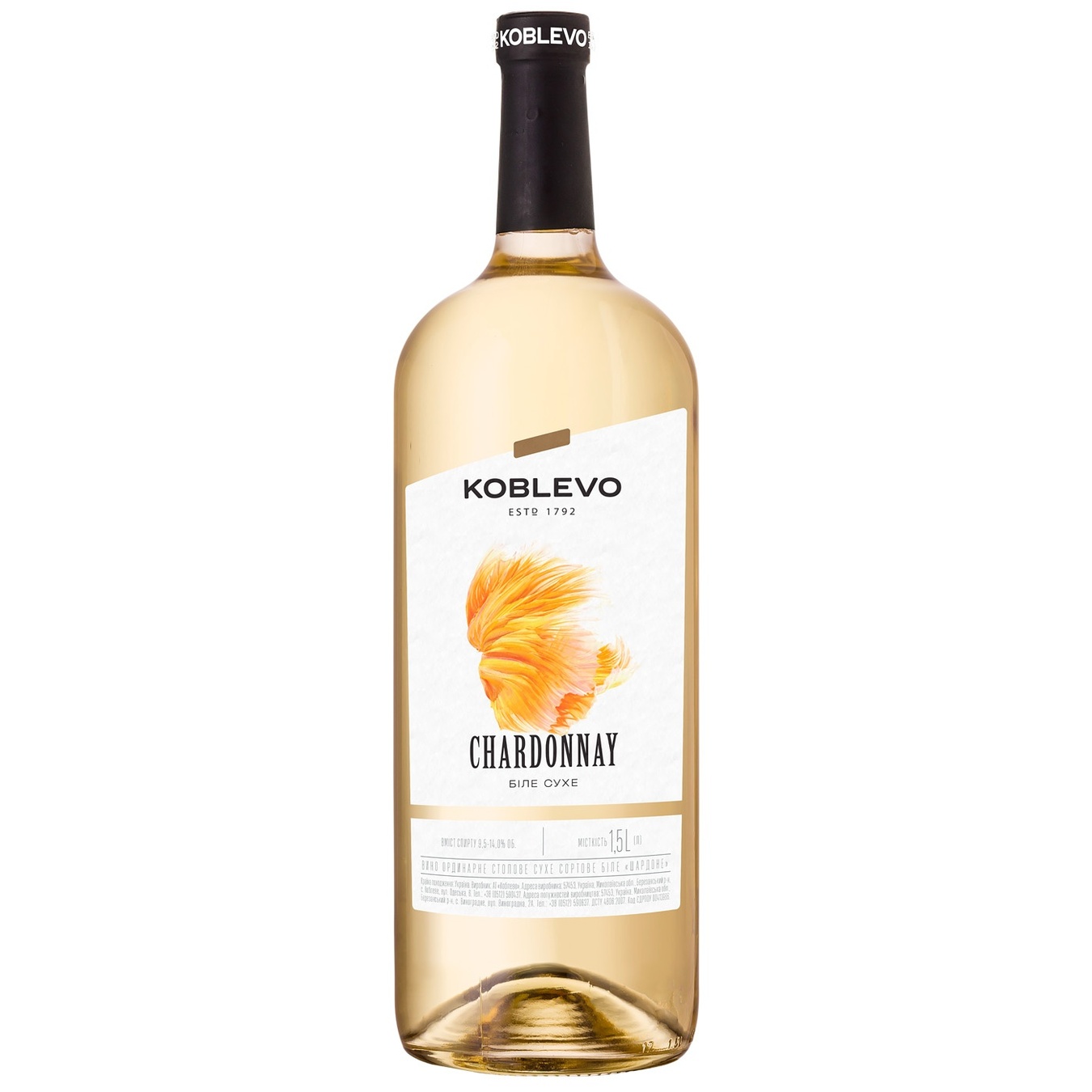 

Вино Koblevo Chardonnay белое сухое 9,5-14% 1,5л