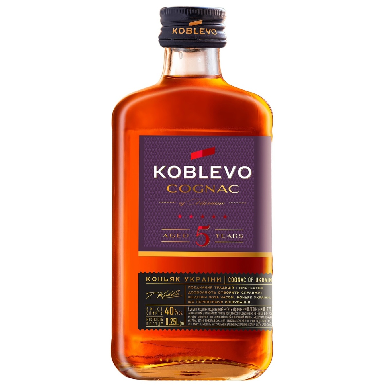 

Коньяк Коблево 5* 40% 250мл