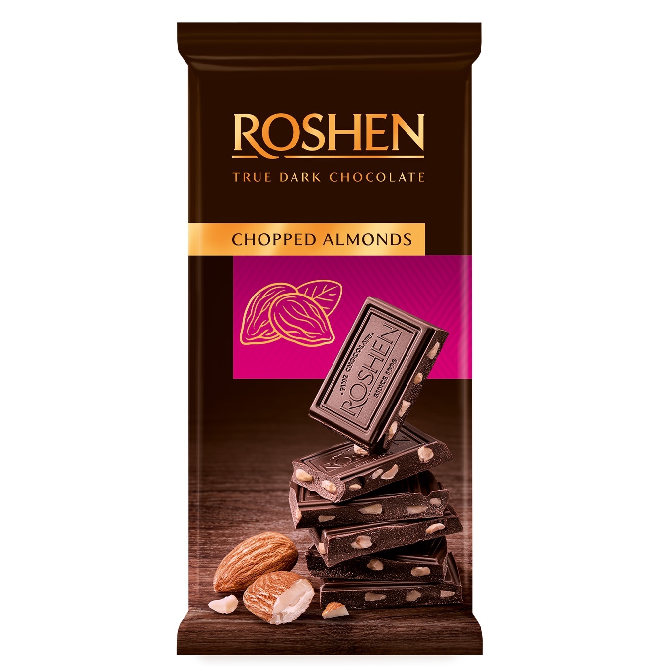 

Шоколад Roshen черный с миндалем 90г