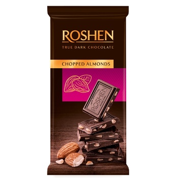 Roshen Chopped Almond Dark Chocolate 85g - buy, prices for Vostorg - photo 1