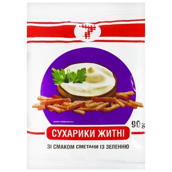 Сухарики Семерка ржаные со вкусом сметаны с зеленью 90г