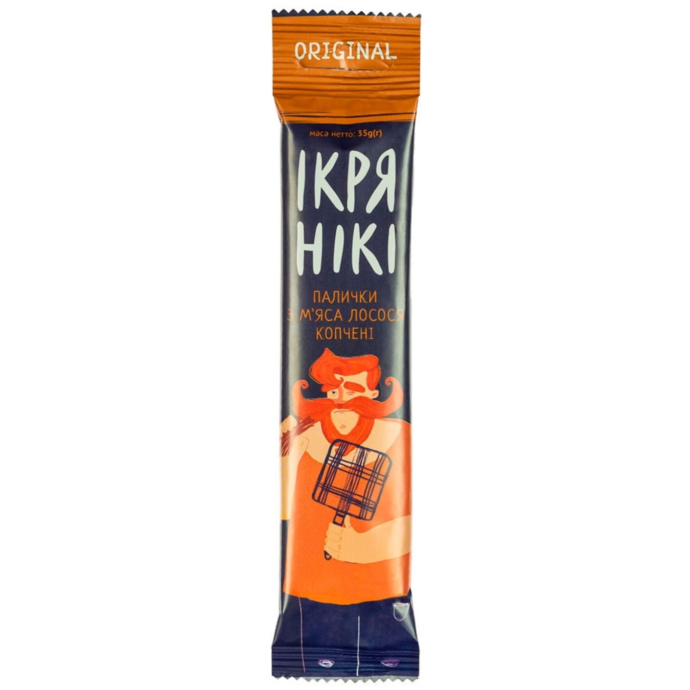 

Палочки из мяса лосося Ікрянікі копченные 35г