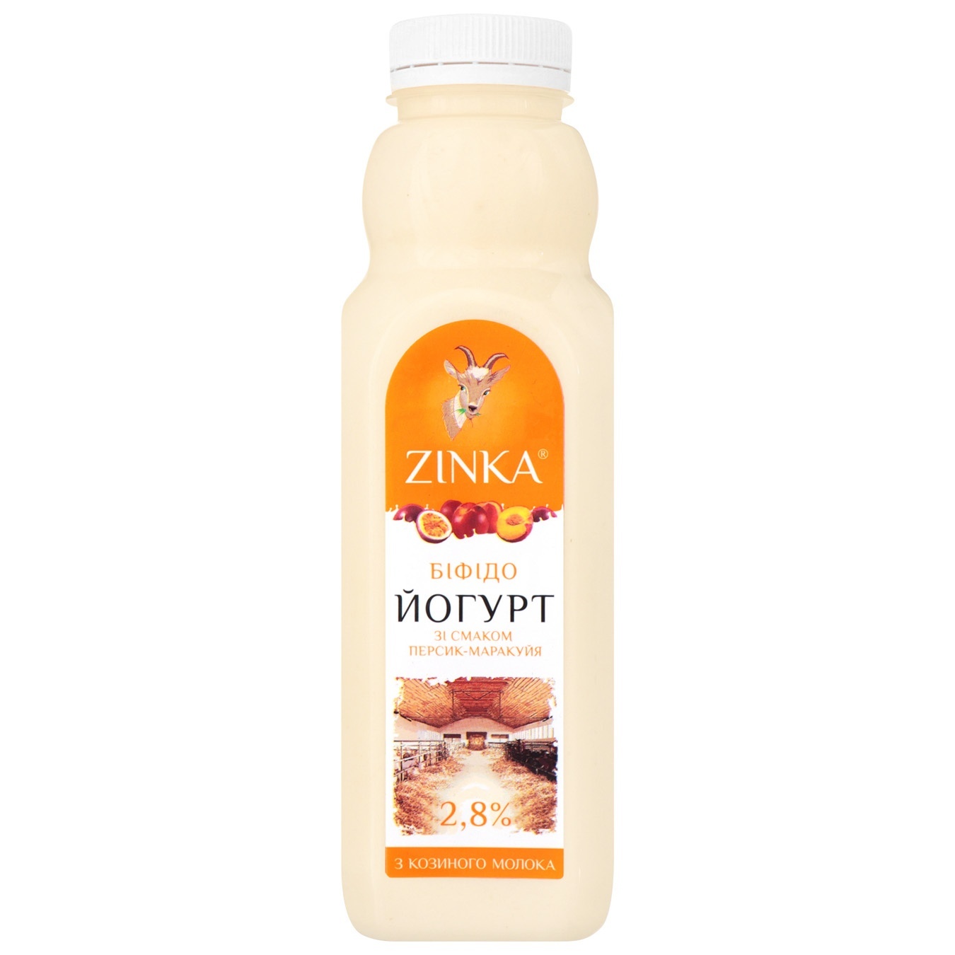 

Бифидойогурт Zinka из козьего молока со вкусом персика и маракуйи 2,8% 510г