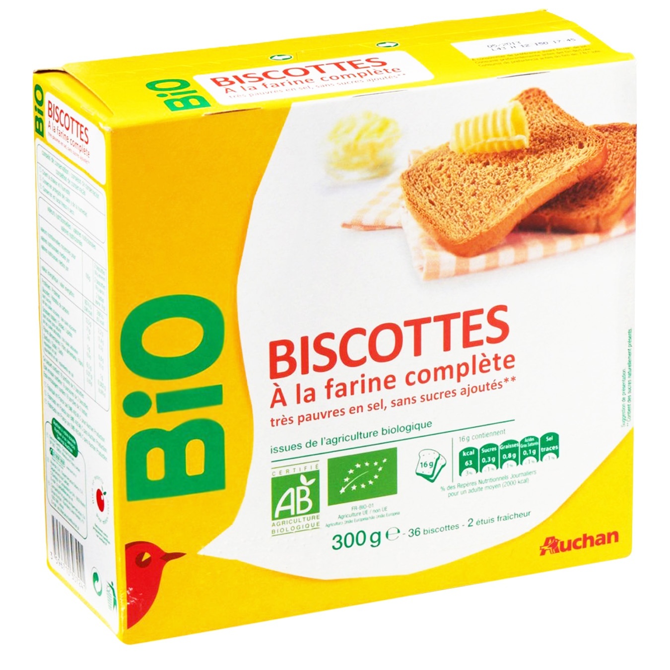 

Сухари Auchan Bio 34шт 300г