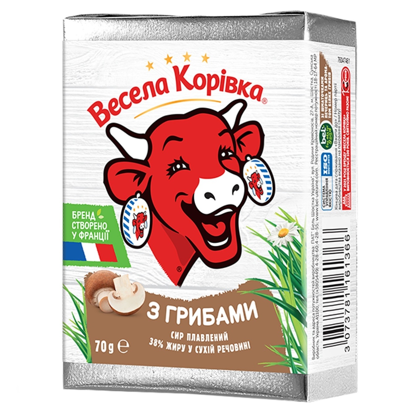 

Сыр плавленый Веселая Коровка с грибами 38% 70г