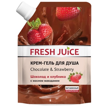 Крем-гель для душа Fresh Juice Шоколад и клубника 200мл - купить, цены на Auchan - фото 1