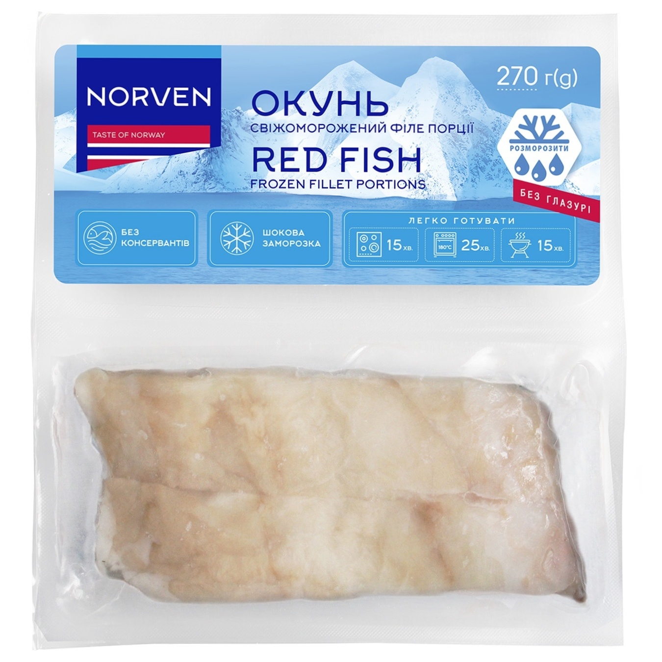 

Филе окуня Norven свежемороженное 2х135г