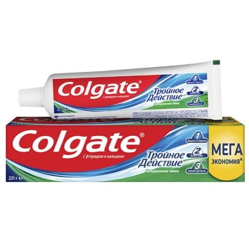 Зубная паста Colgate Тройное действие Натуральная мята антибактериальная от кариеса 150мл - купить, цены на МегаМаркет - фото 1