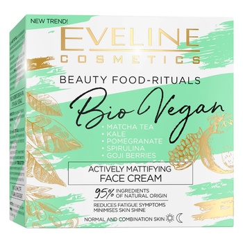 Крем для лица Eveline Bio Vegan Активный матирующий для нормальной и комбинированной кожи 50мл - купить, цены на Auchan - фото 2