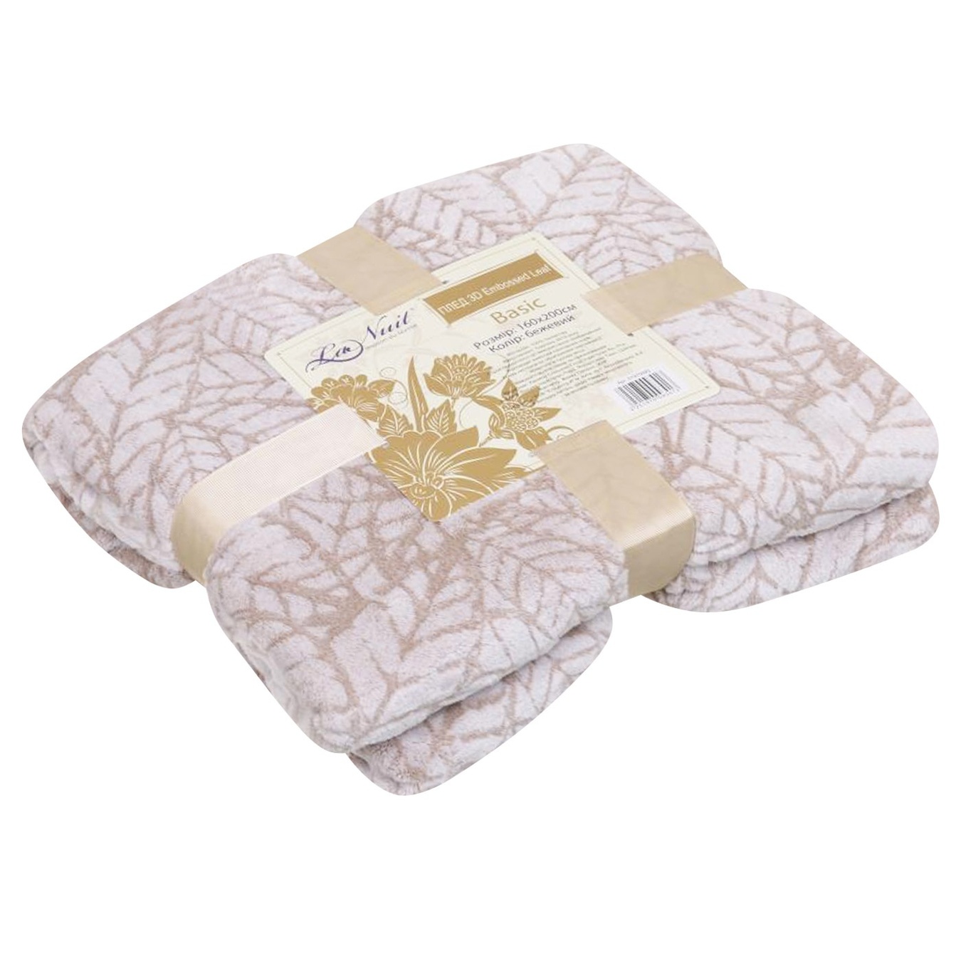 

Плед La Nuit Embossed Leaf бежевый 160х200см