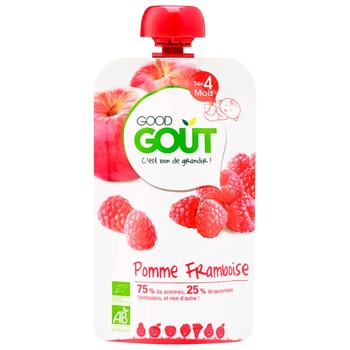 Good Gout Apple-Raspberry Organic Children's Puree 120g - buy, prices for - photo 1