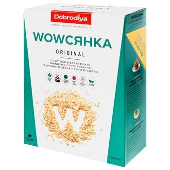 Пластівці вівсяні Dobrodiya WOWсянка Original з цільного зерна 500г - купити, ціни на Auchan - фото 2