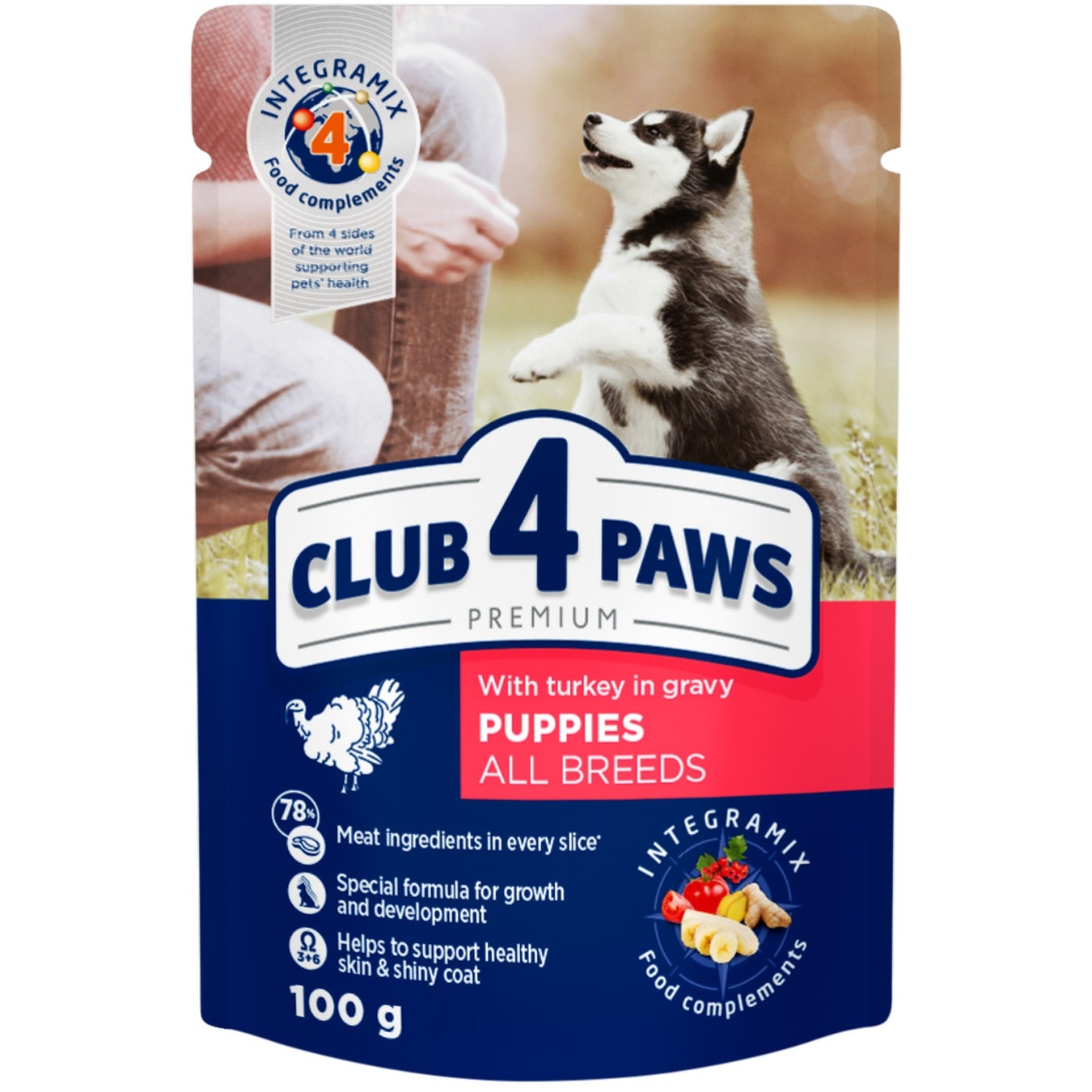 

Корм Club 4 Paws Премиум с индейкой в соусе для щенков 100г