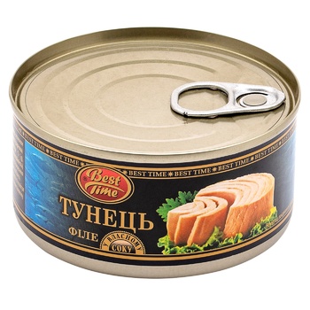 Best Time Tuna Fillet in Own Juice 185g - buy, prices for Vostorg - photo 1