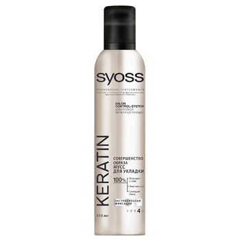 Syoss keratin hair mousse extrasil fixative 4 250ml - buy, prices for Auchan - photo 1