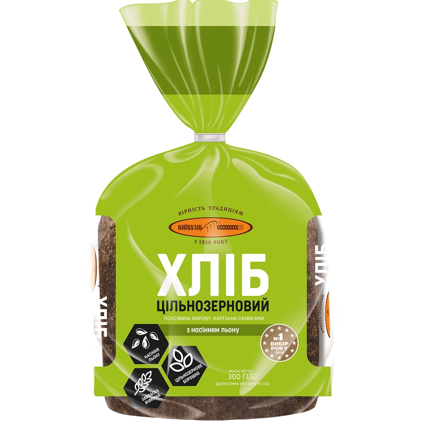 

Хлеб Киевхлеб Цельнозерновой с семенами льна нарезанный 300г