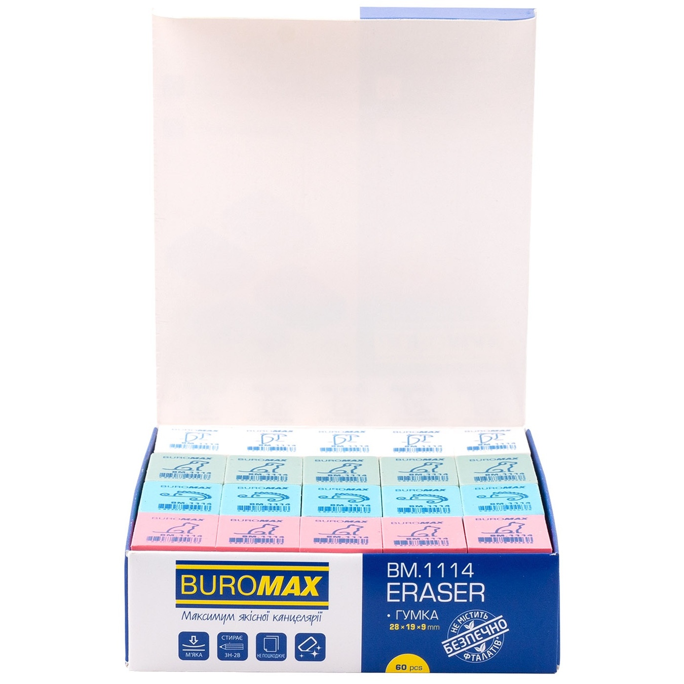 

Ластик Buromax прямоугольная 2.8x1.9x0.9cм