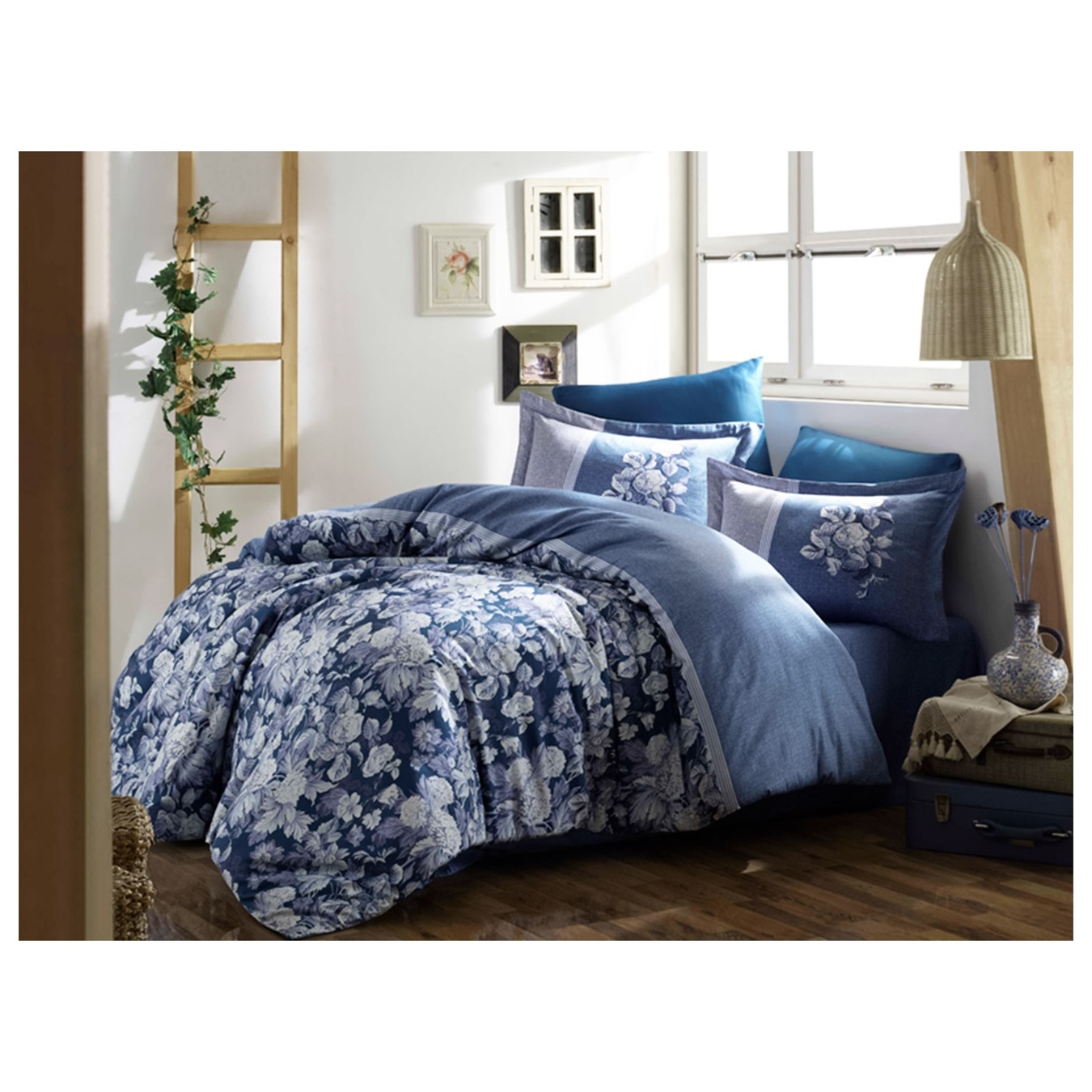 

Комплект постельного белья Hobby Exclusive Sateen Amalia синий 200х220 4х50х70см