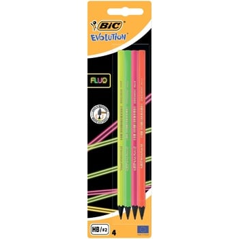 Карандаш BIC Evolution Fluo чернографитный черный 4шт - купить, цены на МегаМаркет - фото 1