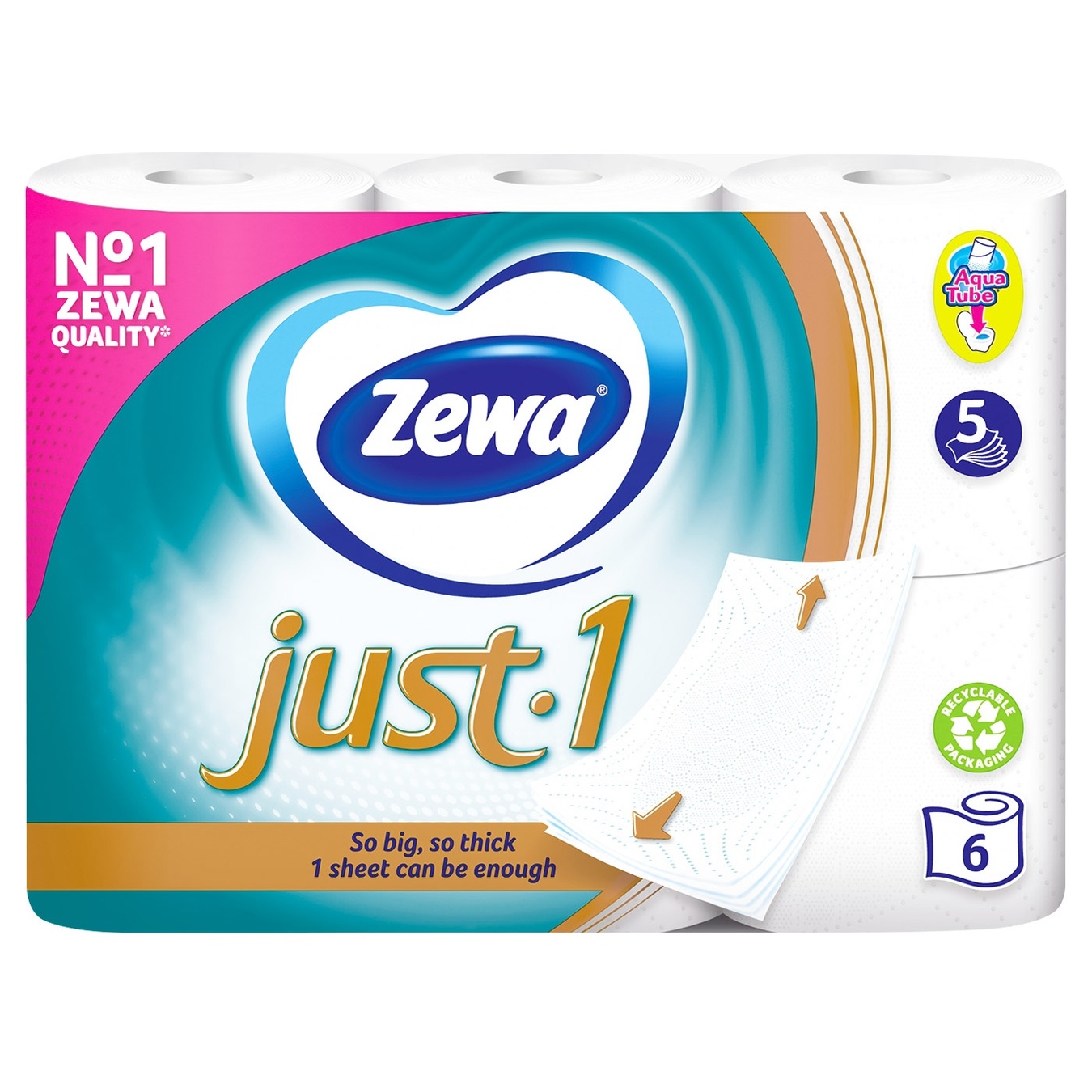 

Туалетная бумага Zewa Just 1 белая пятислойная 6шт