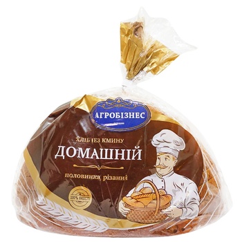 Хліб Агробізнес Домашній половинка нарізка 650г Україна - купити, ціни на Auchan - фото 1