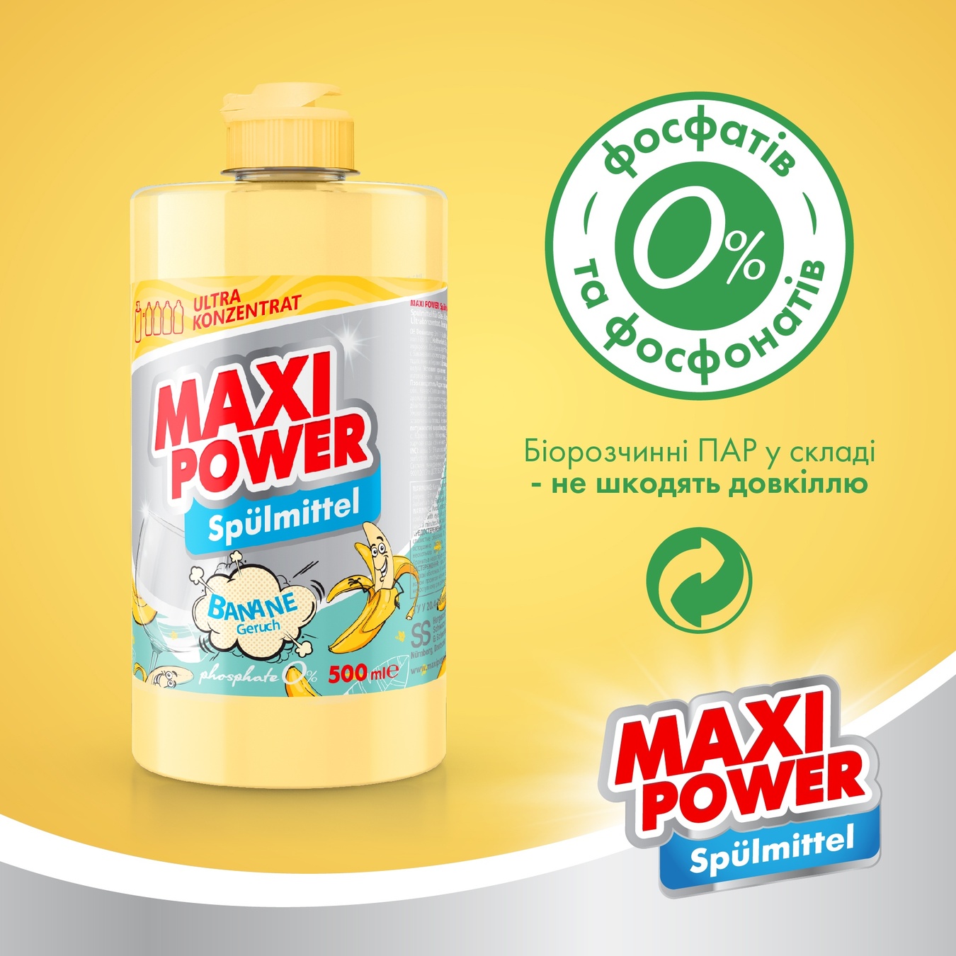 

Засіб для миття посуду Maxi Power Банан 0,5л