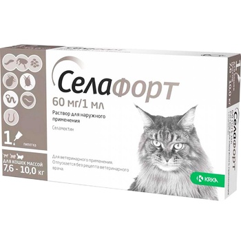 Капли Селафорт противопаразитарные для кошек массой 7,6-10кг спот-он 60мг - купить, цены на - фото 1