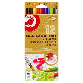 Auchan Watercolour Pencils with Brush 12pcs - buy, prices for Auchan - photo 1