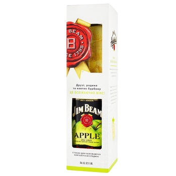 Лікер Jim Beam Apple 32,5% 0,7л + склянка - купити, ціни на Auchan - фото 1