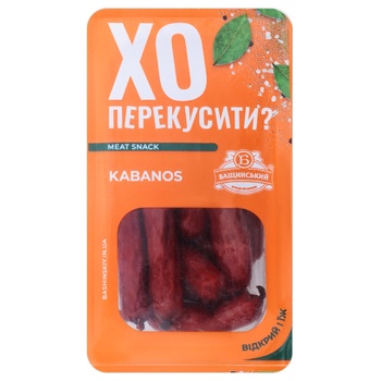 Ковбаски Бащинський Kabanos напівкопчені 1/г 100г - купити, ціни на Auchan - фото 1