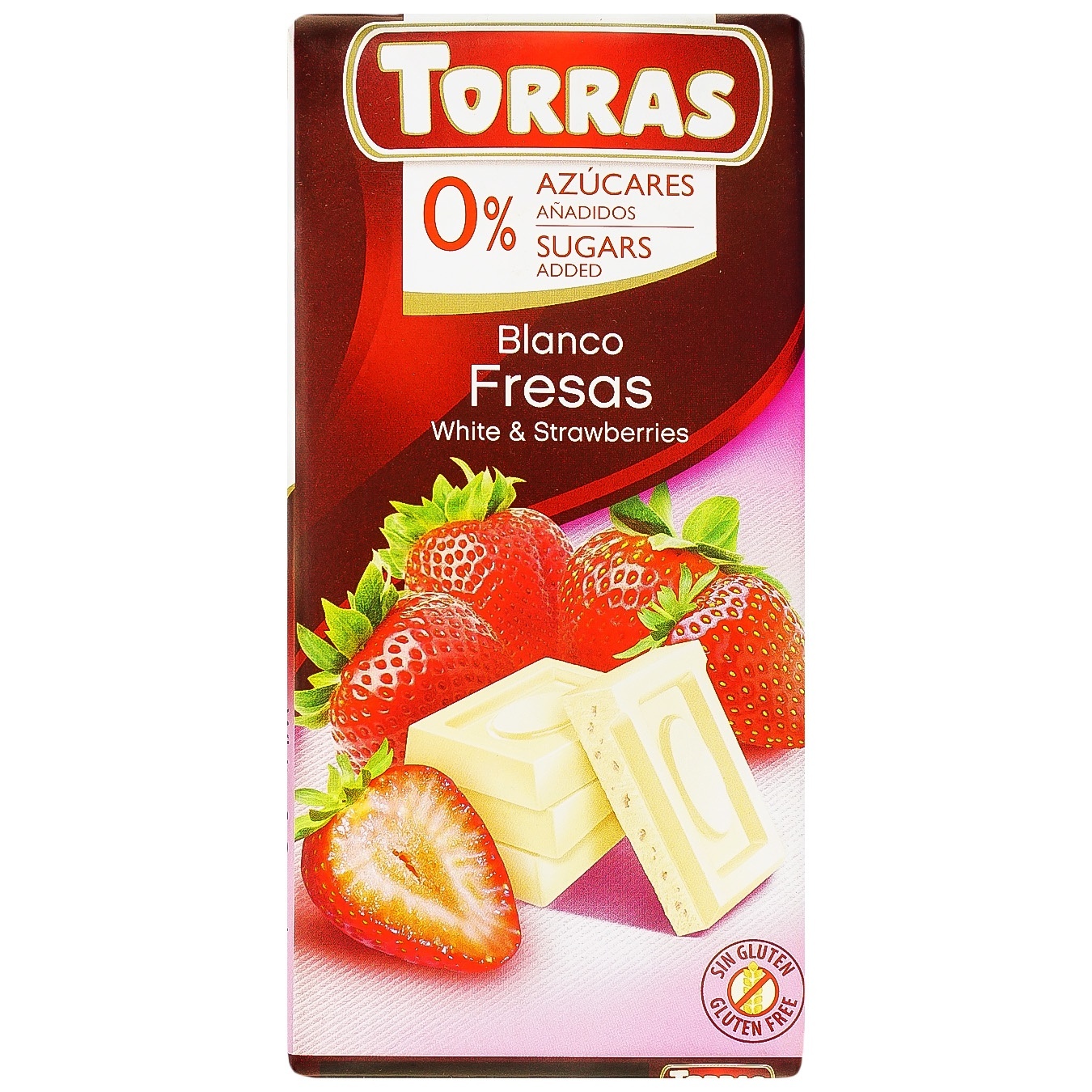 

Шоколад білий з полуницею без цукру та глютену Torras 75г