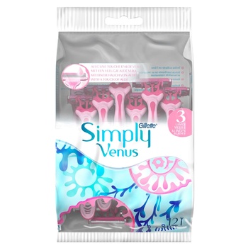 Станки Gillette Simply Venus 3 лезвия одноразовые для женщин 12шт