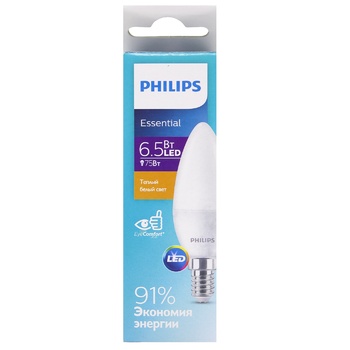 Лампочка Philips LED E14 6,5вт жовта - купити, ціни на Таврія В - фото 2