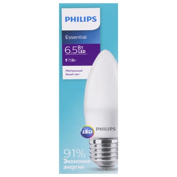 Лампочка Philips LED E27 6,5вт біла - купити, ціни на - фото 2